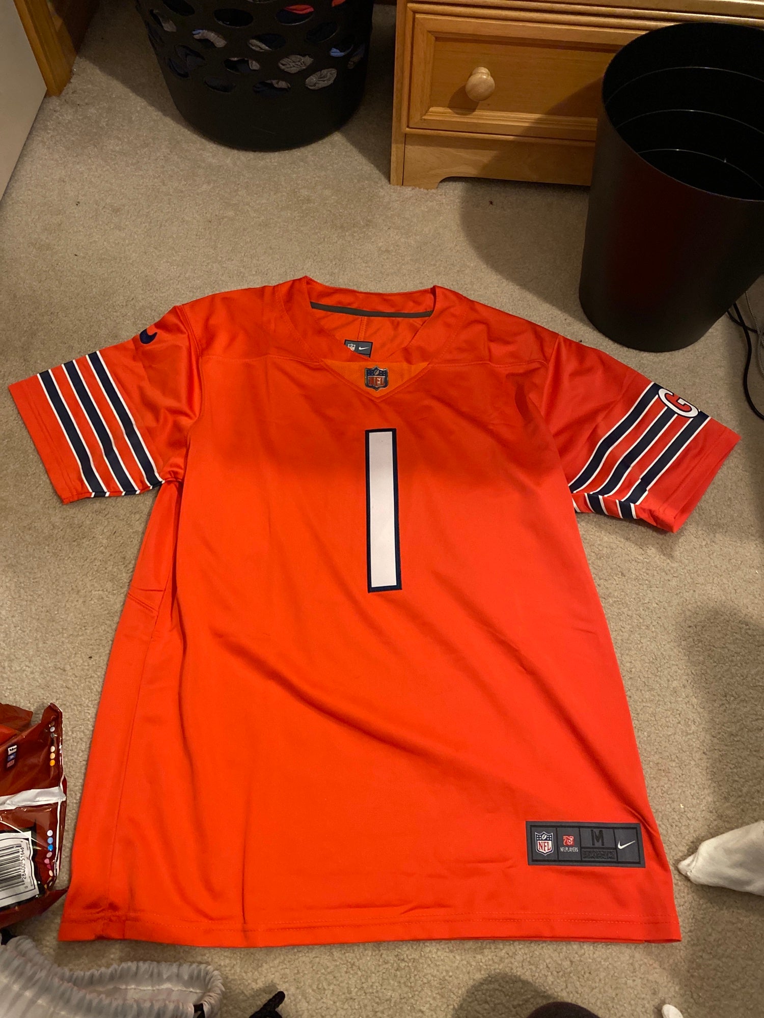 Justin Fields Orange Color rush Chicago Bears Jersey