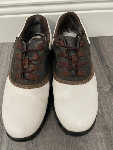 FootJoy GreenJoys Mens Golf Shoes Brown White 45402 Lace Up  display picture 1
