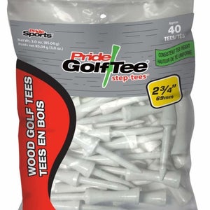 Pride Golf Step-tees (2 3/4", White, 40pk) Consistent Tee Height NEW