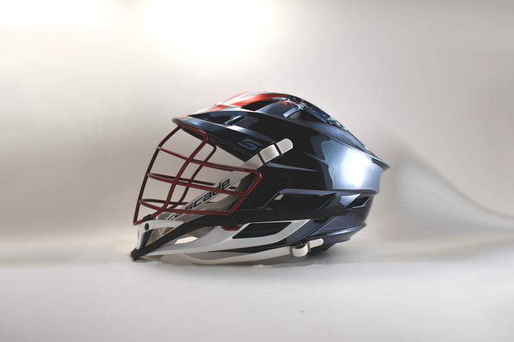 CHROME NAVY BLUE CASCADE S HELMET w/ AMERICAN FLAG DECALS