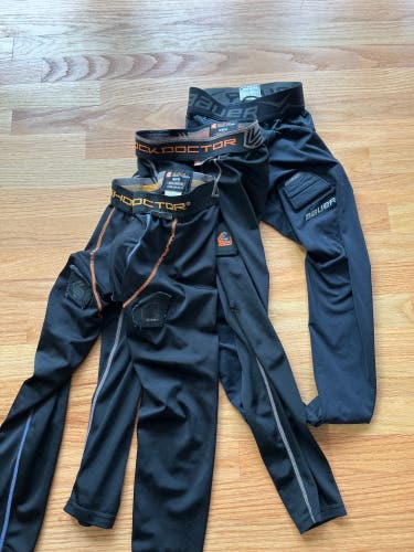 Hockey Compression Cup Pants With Cups, Bauer and Shock Doctor, size YM