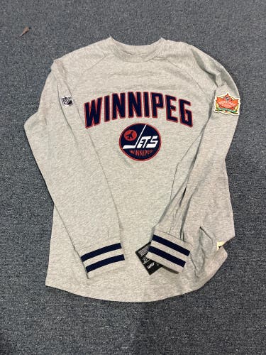 New Fanatics Winnipeg Jets 2019 Heritage Classic Gray Long Sleeve Shirt S & M