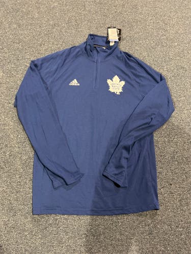 New Blue Adidas Toronto Maple Leafs 1/4 Zip Ultimate Tee Small & Medium