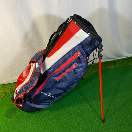USA Red White Blue Top Flite Golf Stand Bag 6 Way Divider Stand Bag