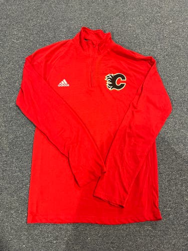 New Adidas Red Calgary Flames Ultimate Tee 1/4 Zip Small & Medium