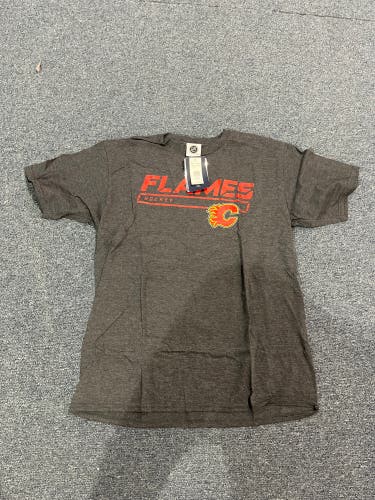 New Gray Fanatics Calgary Flames Rink T-Shirt Large