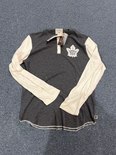 New CCM Gray & White Toronto Maple Leafs 100 Years of Hockey Henley Small & Large