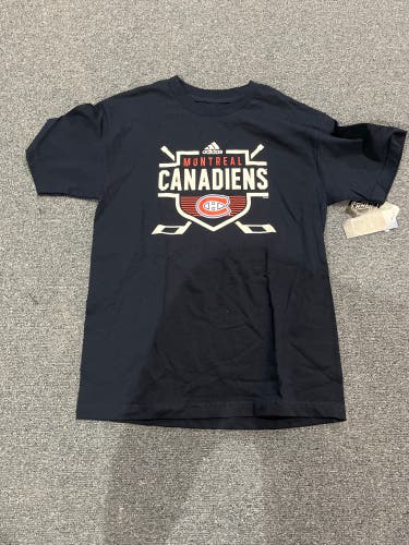 New Navy Adidas Montreal Canadians Shield T-Shirt Sm, M, L & XL