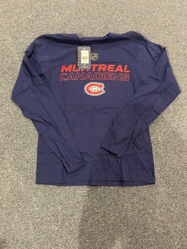 New Navy Fanatics Montreal Canadians Long Sleeve Rinkside T-Shirt Small & Medium