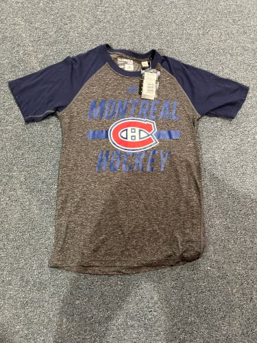 New Gray & Navy Adidas Montreal Canadians Ultimate Tee Small