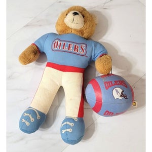 1994 Houston Oilers NFL Plush Teddy Bear With Football / Good Stuff
