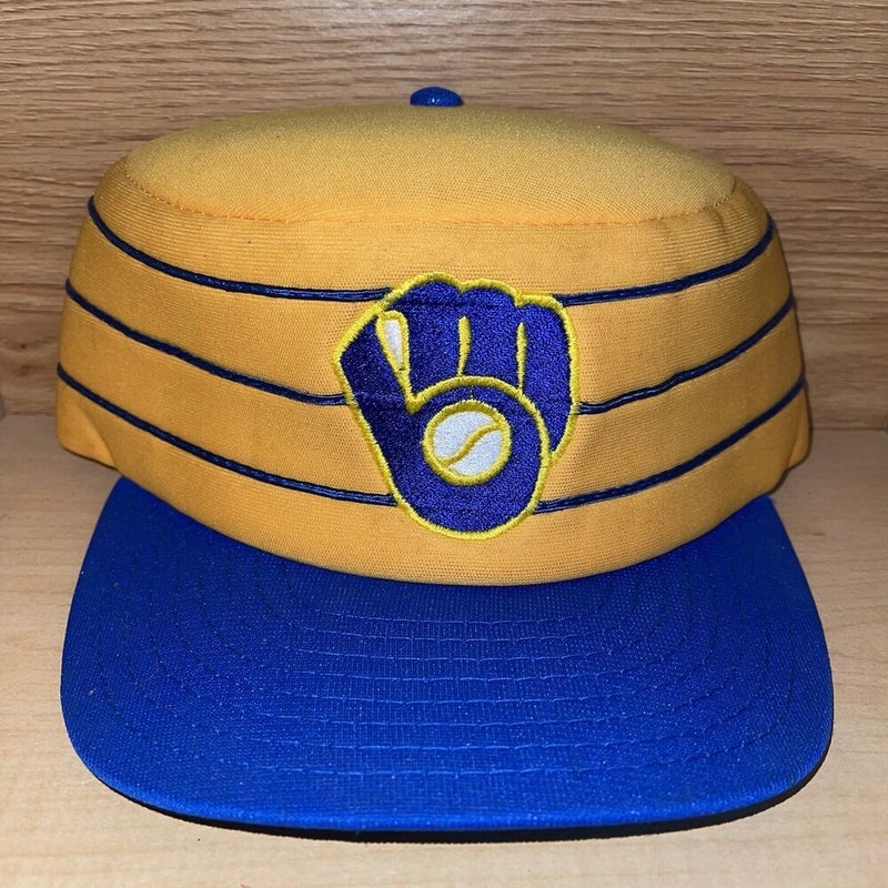 Vintage 1990´s MLB Blue White Yellow Milwaukee Brewers Snapback ...