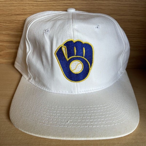 New 90's MILWAUKEE BREWERS Gold M Logo Hat 6 3/4 New Era 5950 Dead Stock