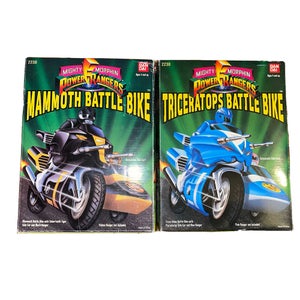 Vintage Mighty Morphin Power Rangers Triceratops + Mammoth Battle Bike 1993 Rare