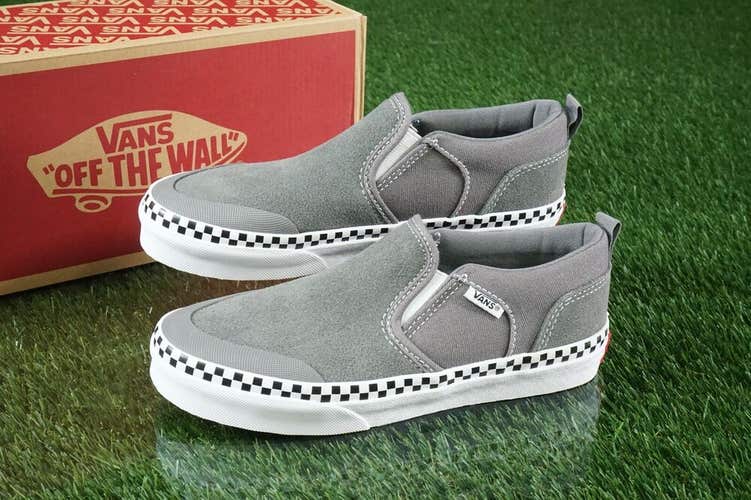 VANS ASHER DW CHECKER FOXING PEWTER CHILDRENS YOUTH SHOES, US KIDS 3.0