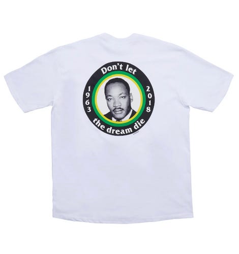 Supreme SS18 MLK "Dream" Tee Men's Size L White Graphic Photo Tribute Shirt New