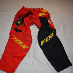 FOX 180 Rockstar Energy Drink Motocross Pants, Black/Yellow/Red, Size 8/24