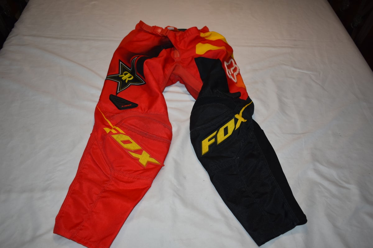 FOX 180 Rockstar Energy Drink Motocross Pants, Black/Yellow/Red, Size 8/24