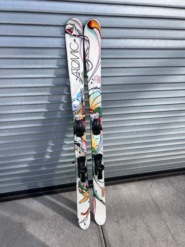 SICK Used Atomic Elysian 160cm Women’s Skis With Bindings - GREAT FOR GETTING INTO WIDER SKIS!