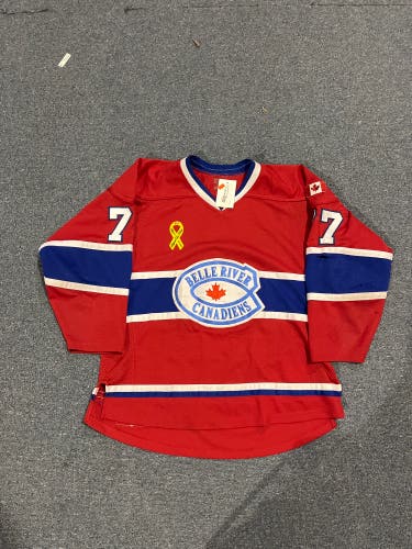 Game Used Belle River Canadians (PJHL) Red Kobe Sewn Jersey Pick Your Number