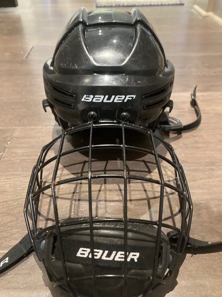 Black Used Medium Bauer Re-Akt 75 Helmet W/profile II Cage Item#NIH