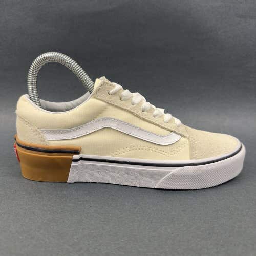 Vans Women's Size 5.5 Men’s 7 Skate Shoes Old Skool Gum Block Classic White