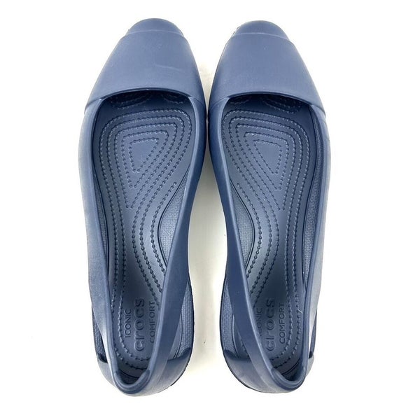 Crocs Sienna Flats Iconic Women's Dark Navy Blue Slip On Shoes 202811 Size  11 | SidelineSwap