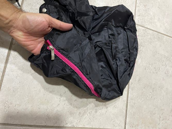 Golf bag rain cover.  Black / pink