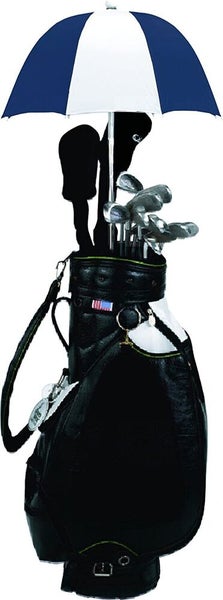 Rain Caddy Golf Bag Umbrella - Keeps Golf Clubs Dry! - Navy / White