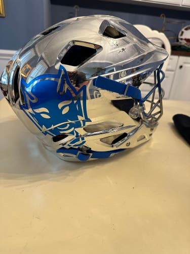 Duke Game Worn Lacrosse Helmet STX Stallion Chrome