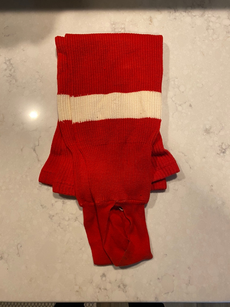 Red Hockey Knit Socks Vintage