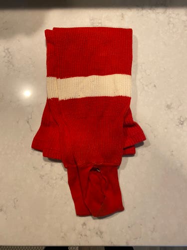 Red Hockey Knit Socks Vintage
