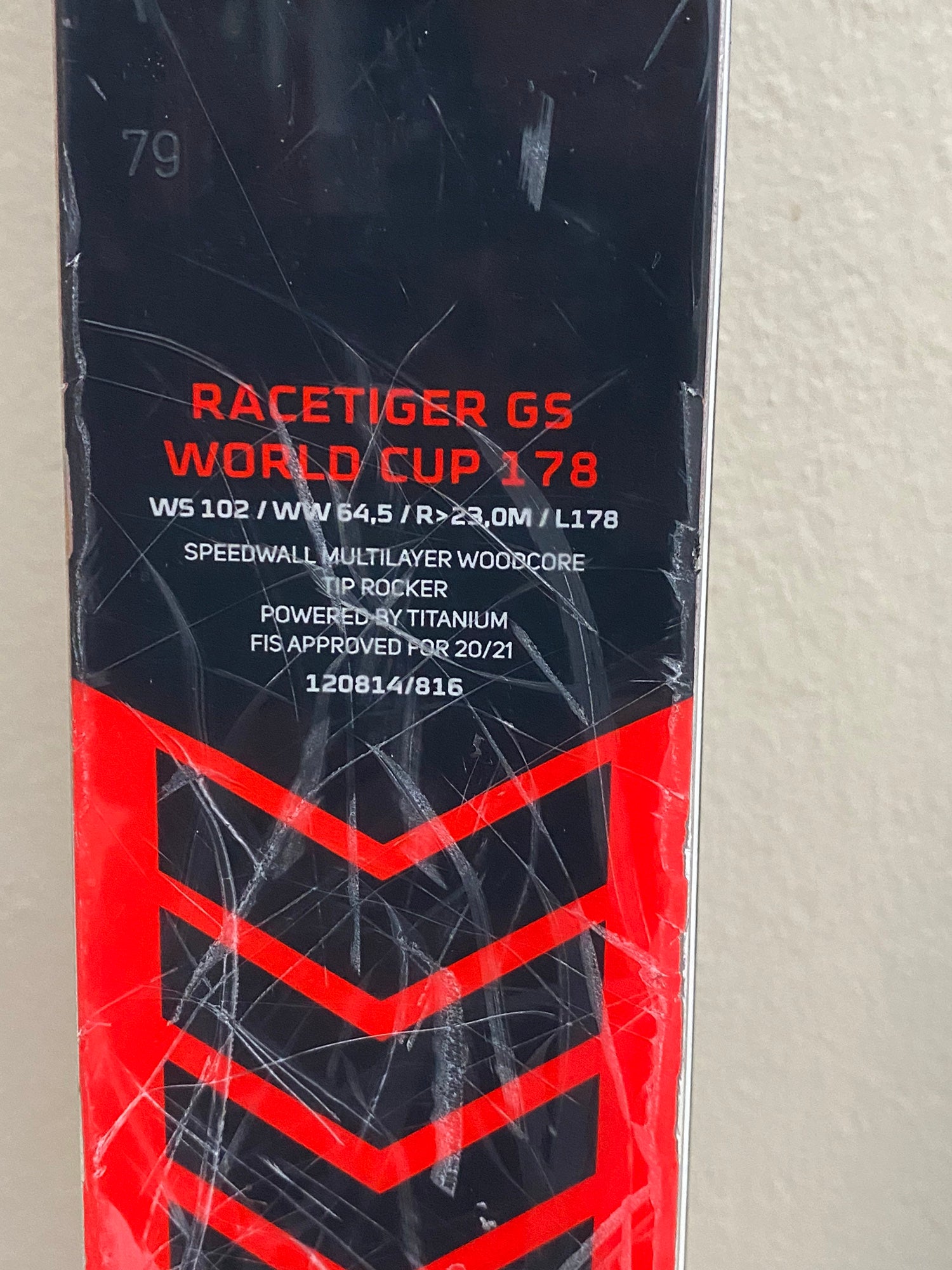 USED 2021 FIS Legal VOLKL RACETIGER GS 178 WORLD CUP Without