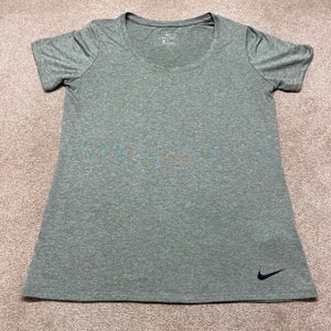Nike T Shirt Women Medium Adult Green Swoosh Athletic Dri Fit Run Gym Active