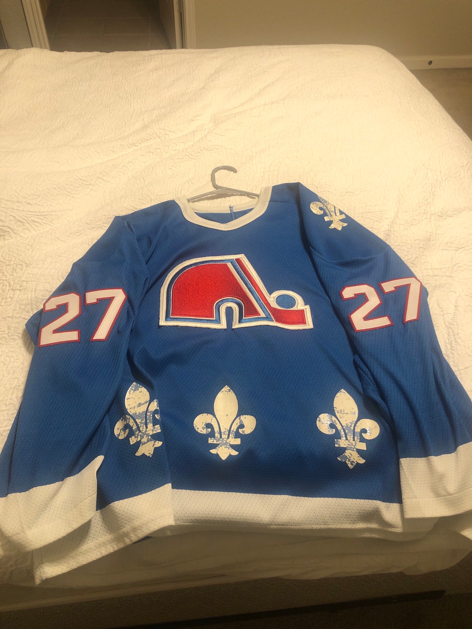 RON HEXTALL  Quebec Nordiques 1992 CCM Vintage Throwback Away NHL Hockey  Jersey