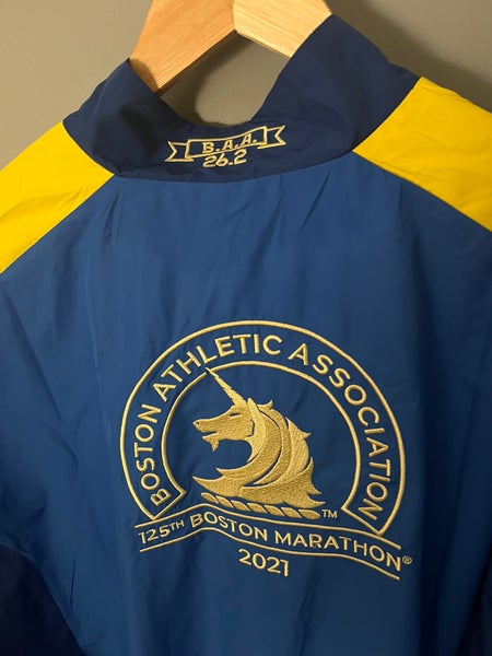 Adidas Men's Boston Marathon 125th Celebration Jacket , Blue/Yelow