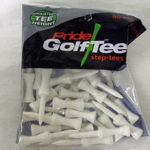 Pride Golf Step-tees (2.75", White, 25pk) Consistent Tee Height NEW