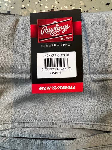 Brand New Men’s Small Gray Rawlings Baseball Pants/Knickers With Navy Piping