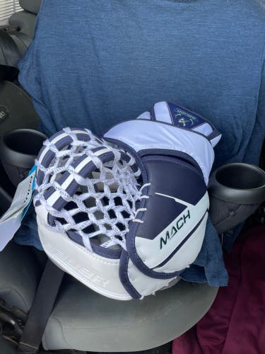 New Bauer Supreme Mach Catch Glove White And Navy Blue