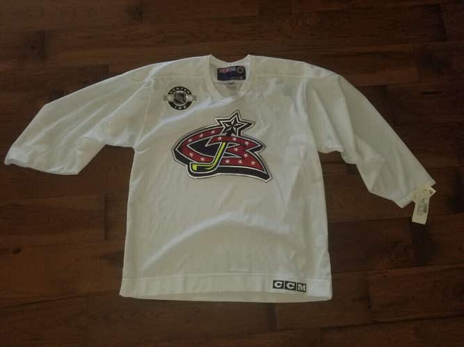 New Vintage Columbus Blue Jackets CCM Center Ice White Hockey Jersey Adult Large CBJ NHL