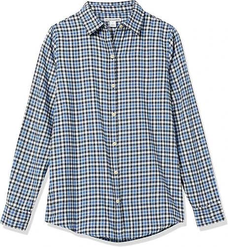Amazon Essentials Women Long Sleeve Lightweight Plaid Flannel Shirt Small