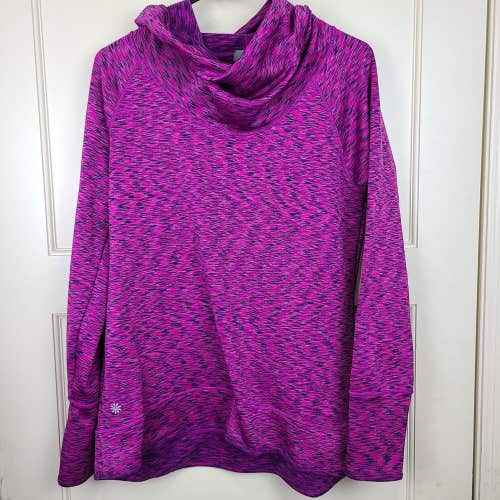 Athleta Tranquility Space Dye Cowl Neck Pullover Pink Purple Size M