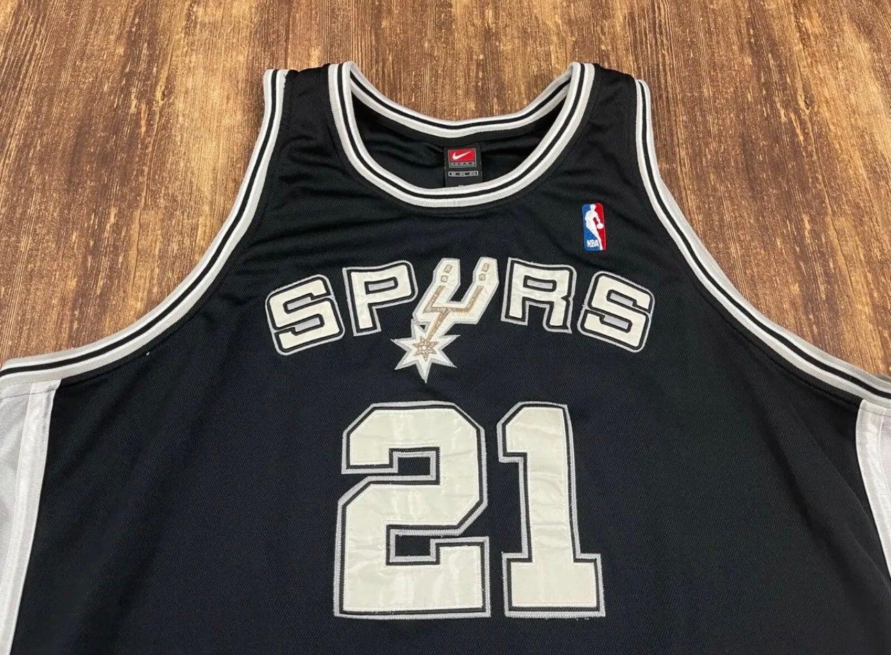 NBA Authentic Tim Duncan San Antonio Spurs Jersey Nike Dri-Fit 60 White +  Patch