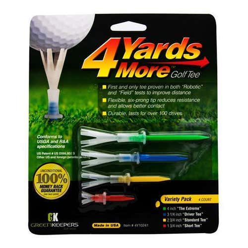4 Yards More Golf Tees - Robot Tested Distance! - Variety Pack - Golf Tees