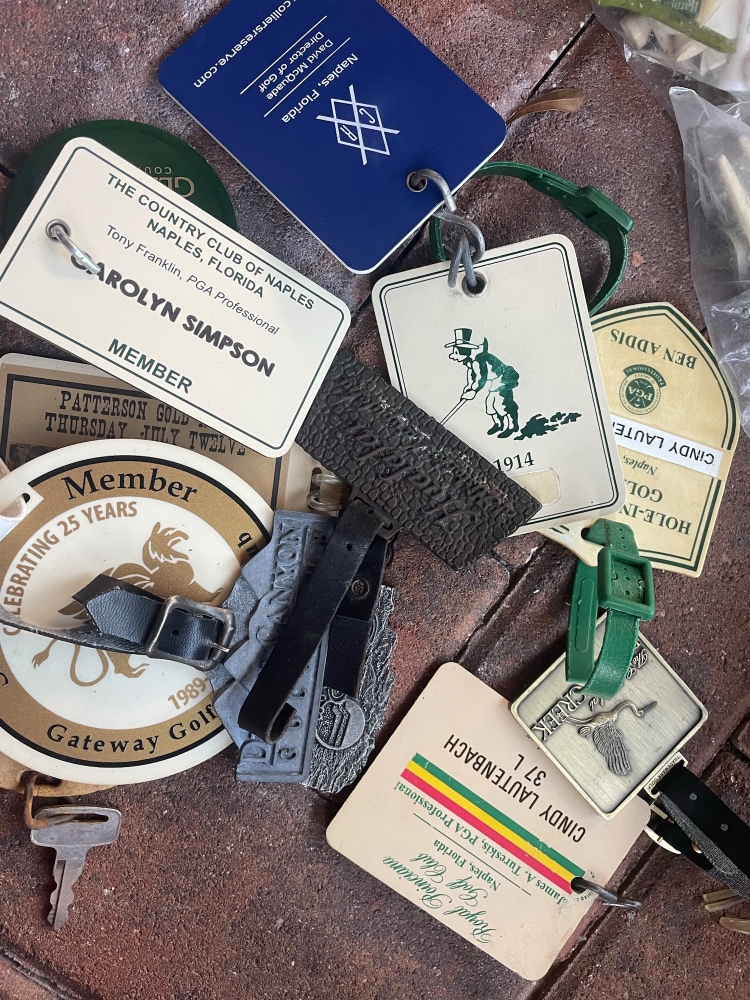Golf club bag tags 15 pc metal and plastic . From golf courses
