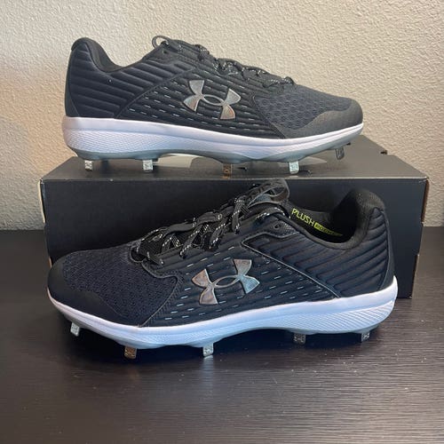 Under Armour Yard Low MT Men's Metal Baseball Cleats Size 13 Black Silver