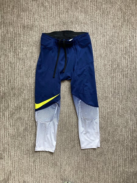 Men's Small Nike Pro Hyperstrong Dri Fit 3/4 Compression Pants Tights Blue