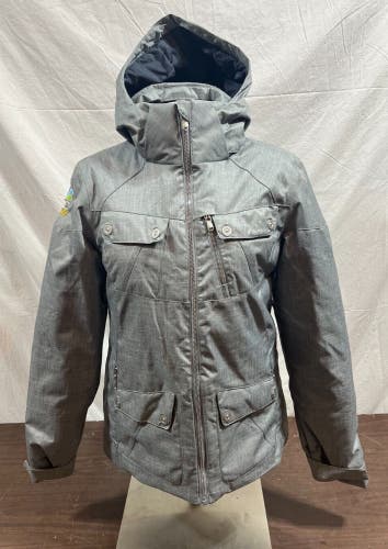 RARE Spyder NBC Sports Gray Hooded Puffer Jacket Women's Size 8 EXCELLENT
