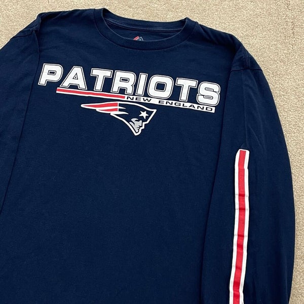 New England Patriots T-Shirt Men's 2XLT Gray Blue Long Sleeve NFL New