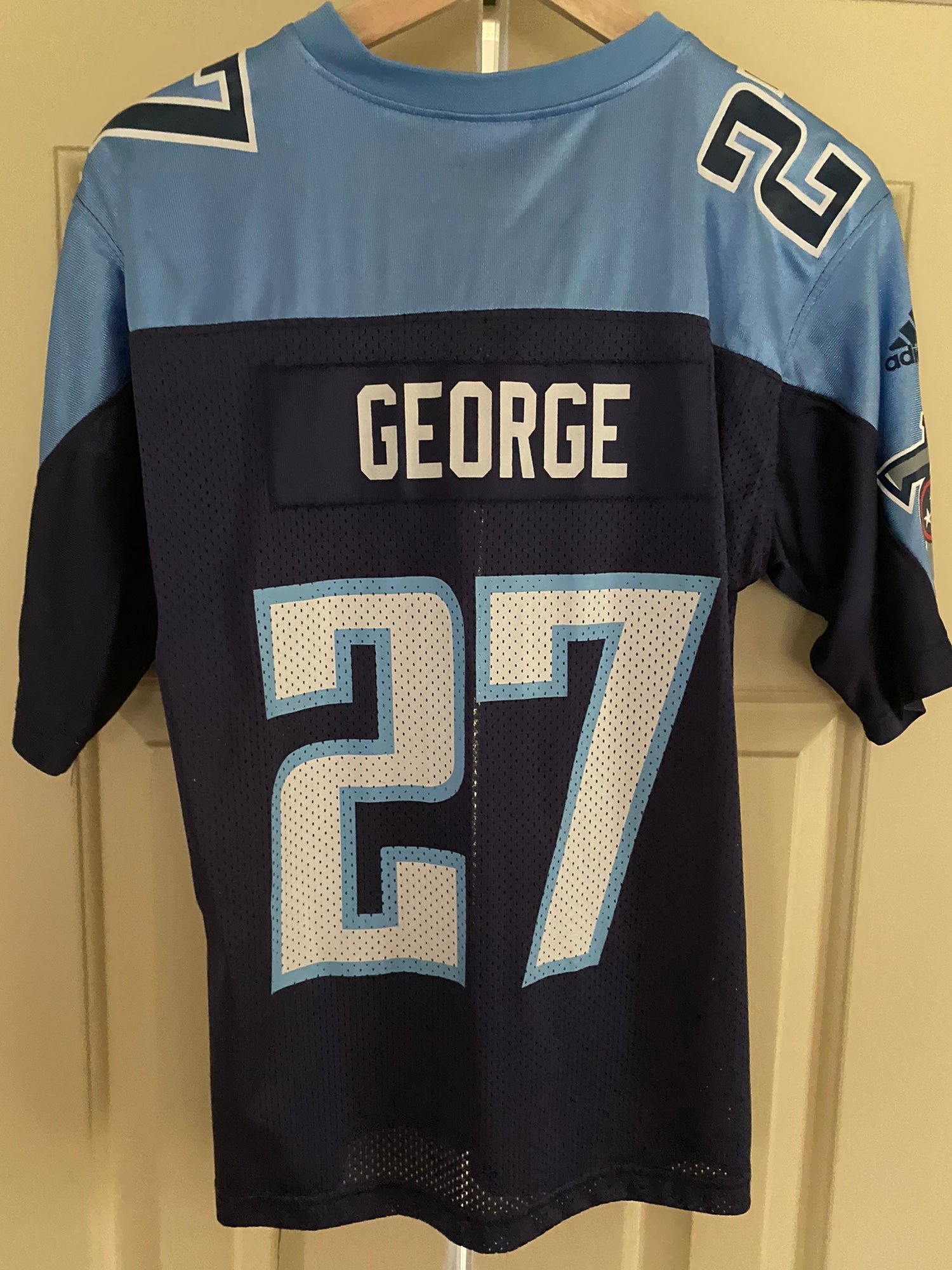 Men's Mitchell & Ness Eddie George Navy Tennessee Titans 1999 Legacy Replica Jersey Size: Medium